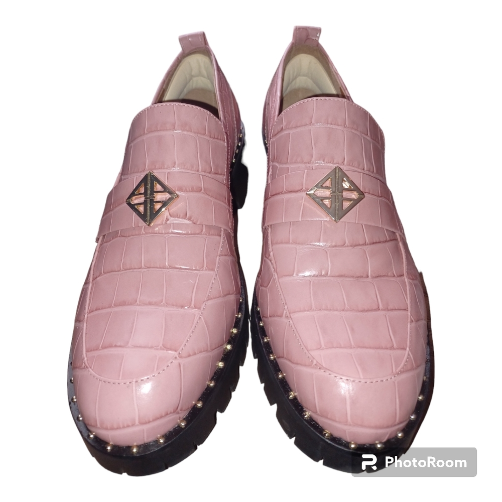 Antonio Melani Arrllo Leather Lug Sole Loafers Pink Size 10M